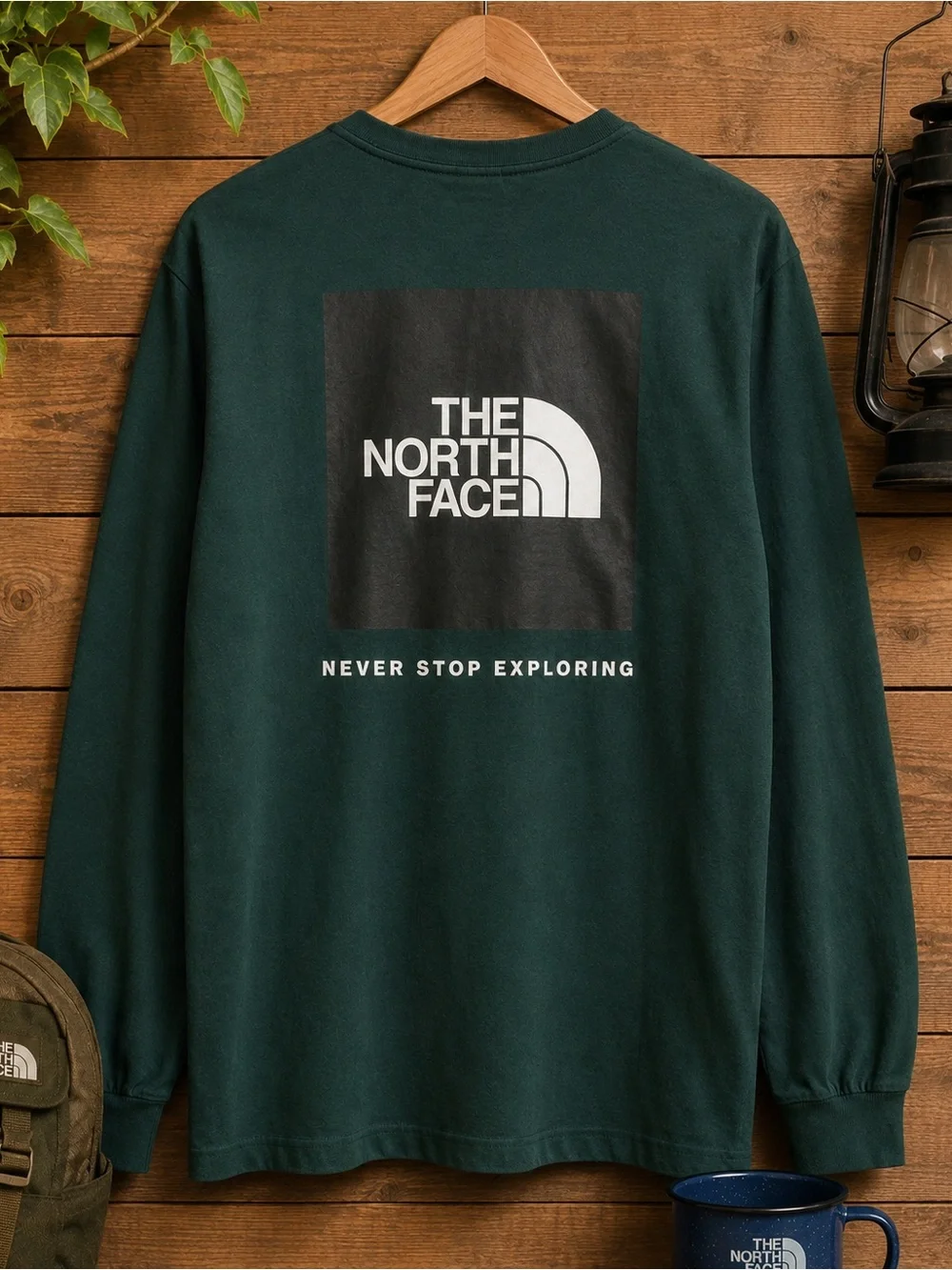 The North Face Box NSE Long Sleeve Tee Men’s L Green A4762